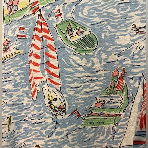 Lilly Pulitzer Glin Side Tie Nautical Print Blue Top on Het Nauti Size Medium - Picture 4 of 7